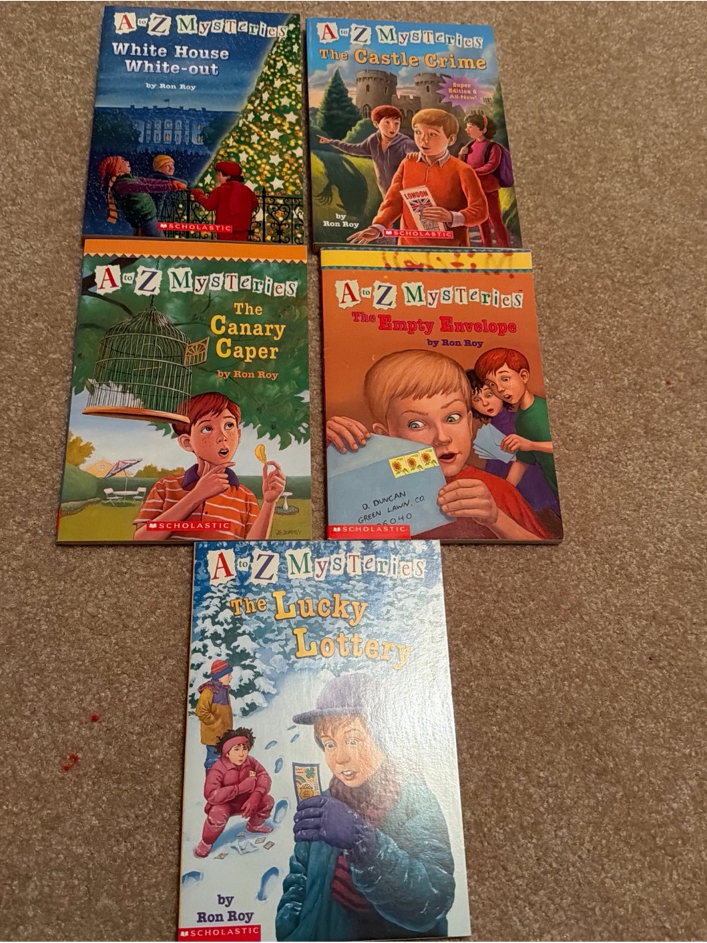 Scholastic A to Z Mysteries Five -Book Set – Blue, Green, Red, Cream Covers